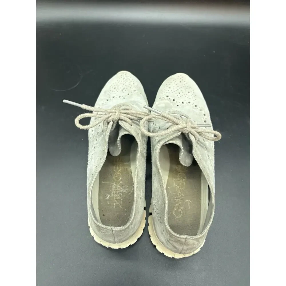 Cole Haan Zerogrand Women'S Gray Wingtip Oxford Perforated Shoes Size 6.5 B